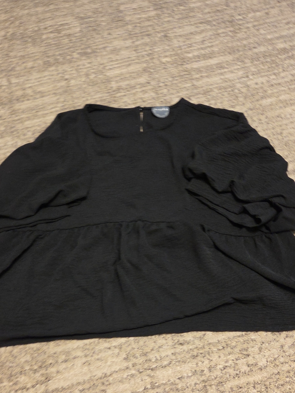 ARULA Black Textured Peplum Blouse